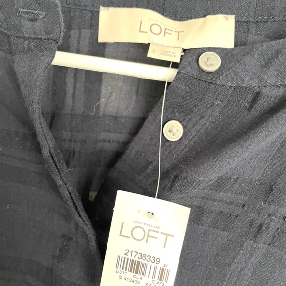 Loft Navy Blue Peolum Top NWT Size Small - Picture 2 of 7